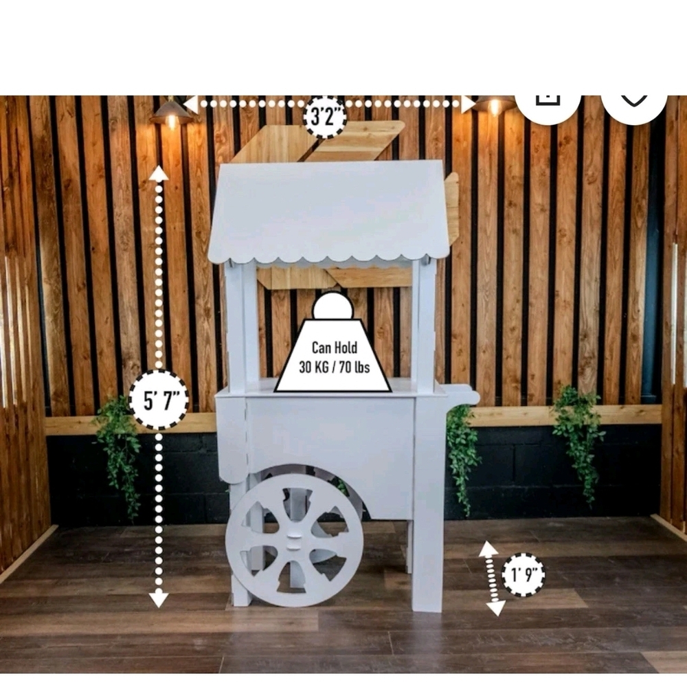 Charming White Display Cart with Wheels